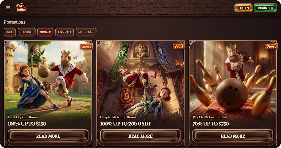 crazytower casino bonus sport